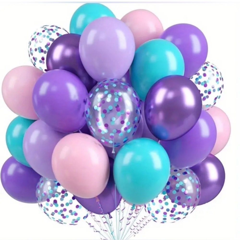 50 Piece Multi Color Latex Balloon Set With Confetti Balloons